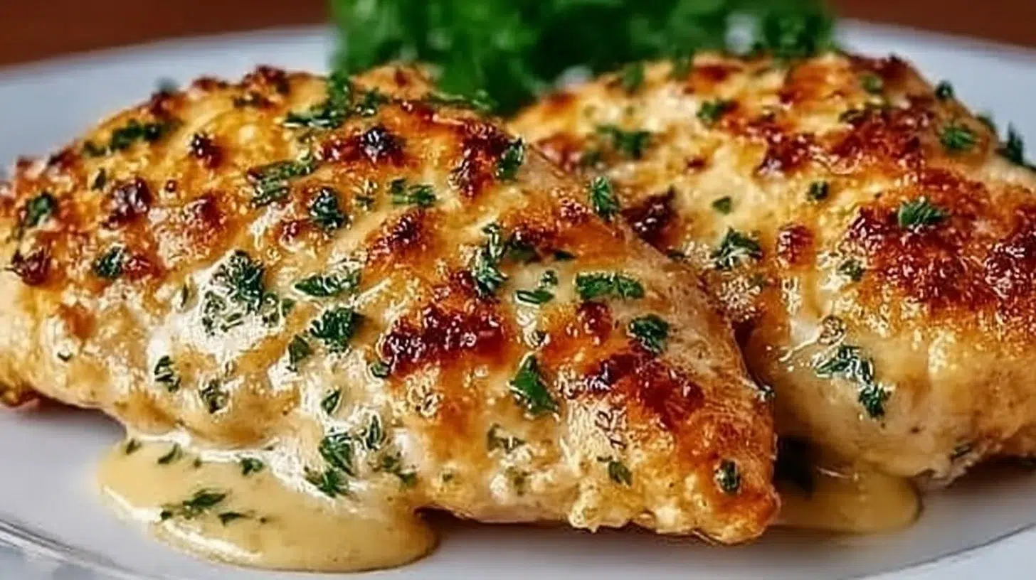 Delicious melt in your mouth chicken served with sides for a comforting dinner