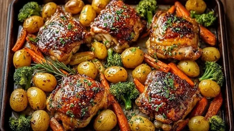 One Pan Chicken and Potatoes dish served on a plate