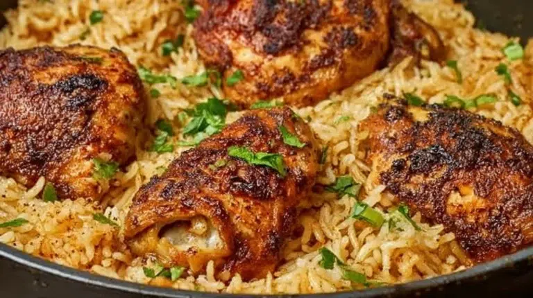One-Pan Chicken and Rice dish ready for an easy weeknight dinner
