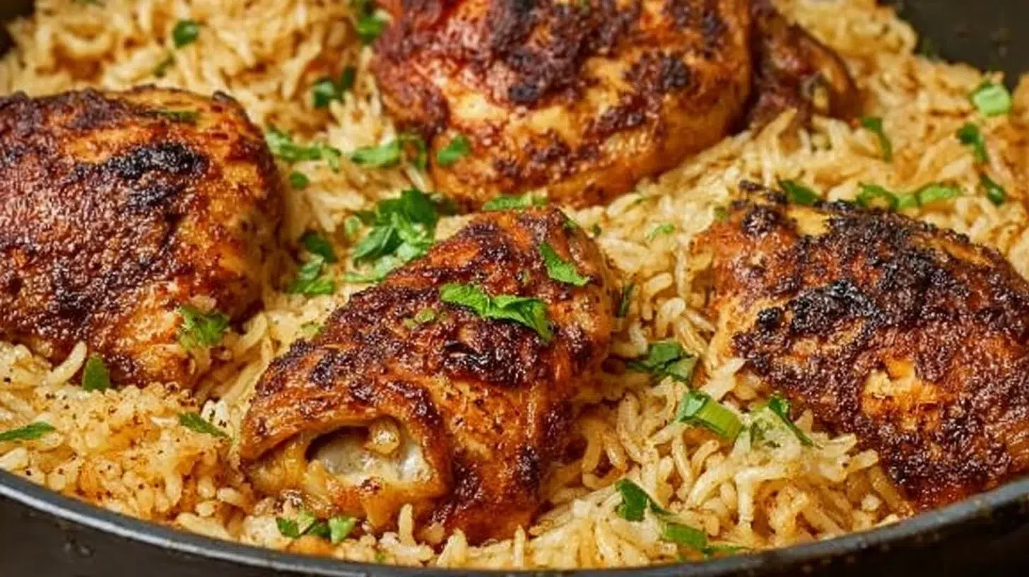 One-Pan Chicken and Rice dish ready for an easy weeknight dinner