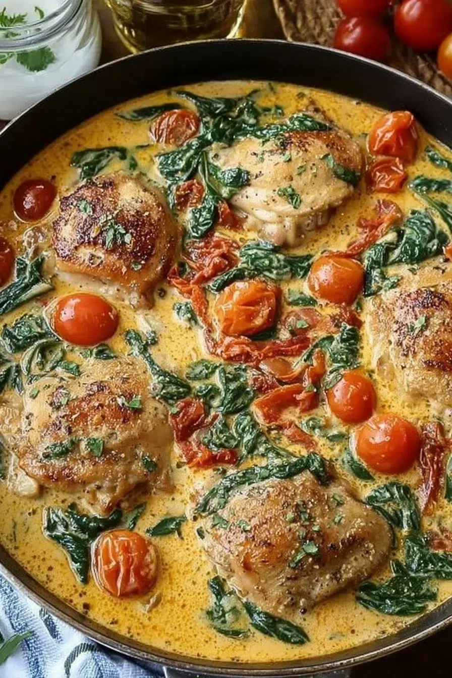 One Pan Tuscan Chicken Thighs