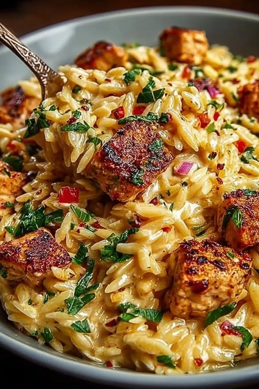 One Pot Cajun Chicken Alfredo Orzo