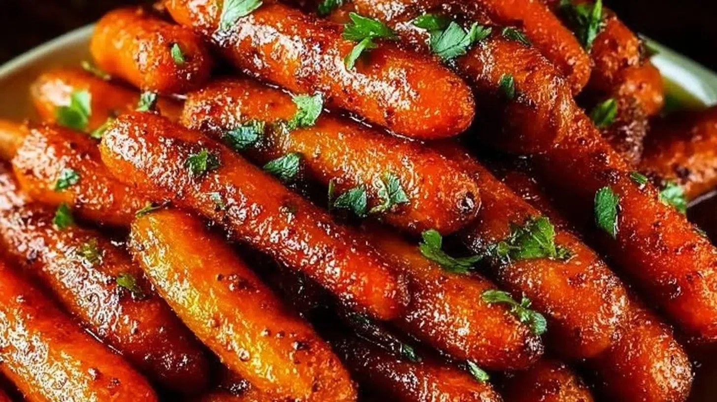 Oven-baked brown sugar roasted carrots served as a side dish