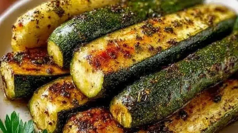 Oven-roasted zucchini served as a crispy side dish on a plate