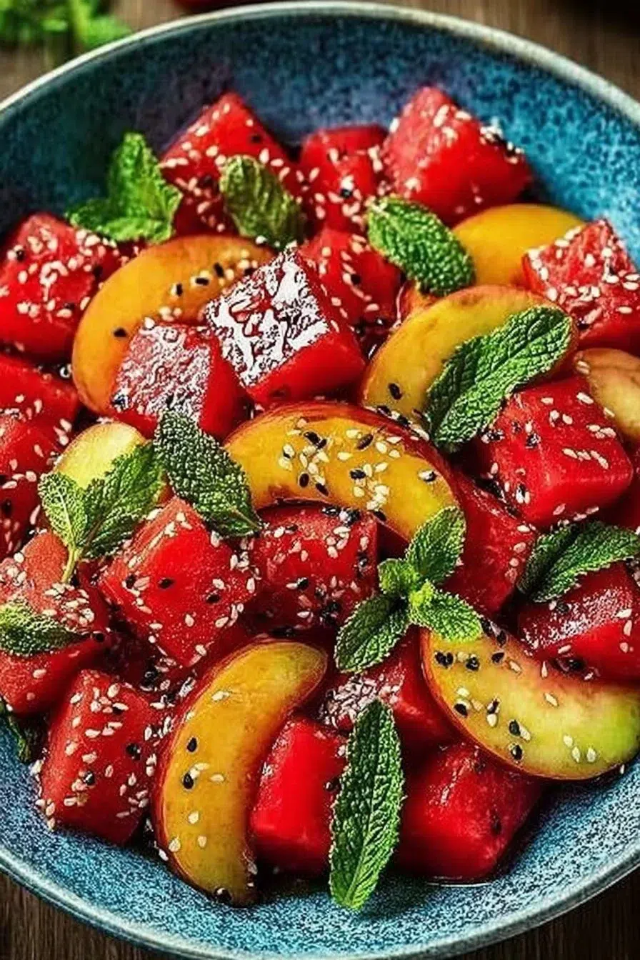 Peach and Watermelon Summer Salad