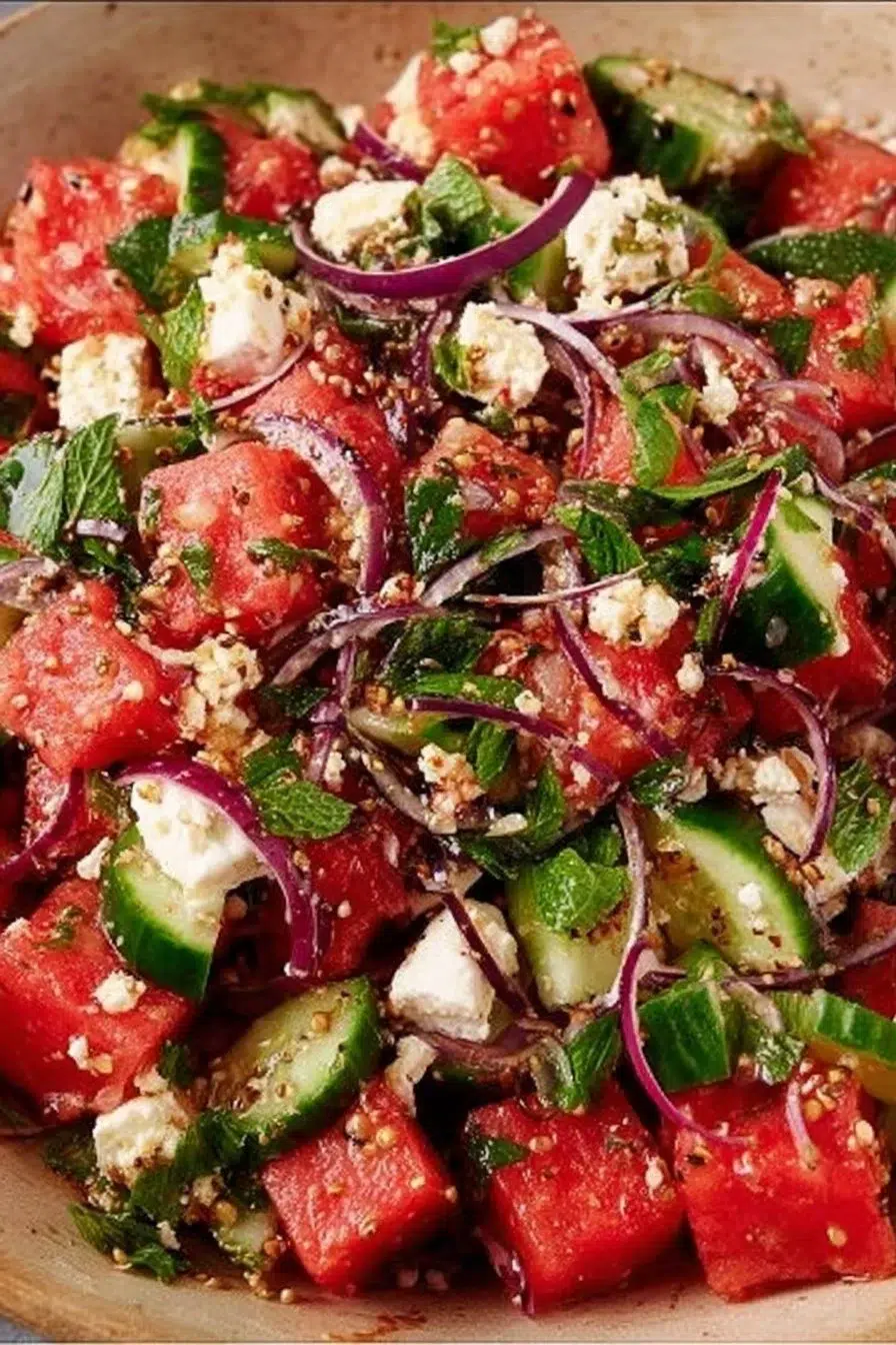 Feta, Watermelon & Cucumber Salad