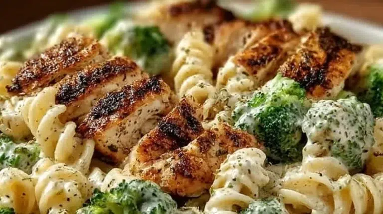Rotisserie chicken broccoli pasta high-protein dinner dish