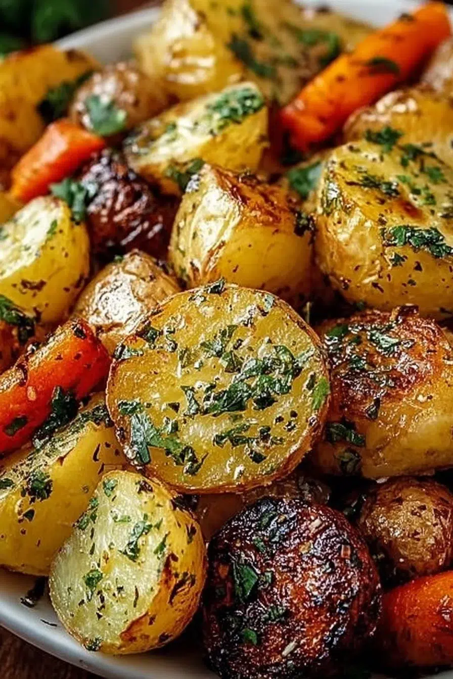 Garlic Herb Roasted Potatoes, Carrots, and Zucchini