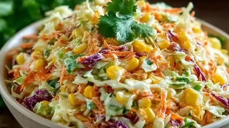 Bowl of spicy corn slaw for summer grilling side dish