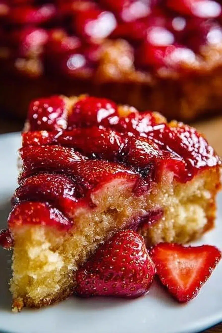 Strawberry Rhubarb Upside Down Cake