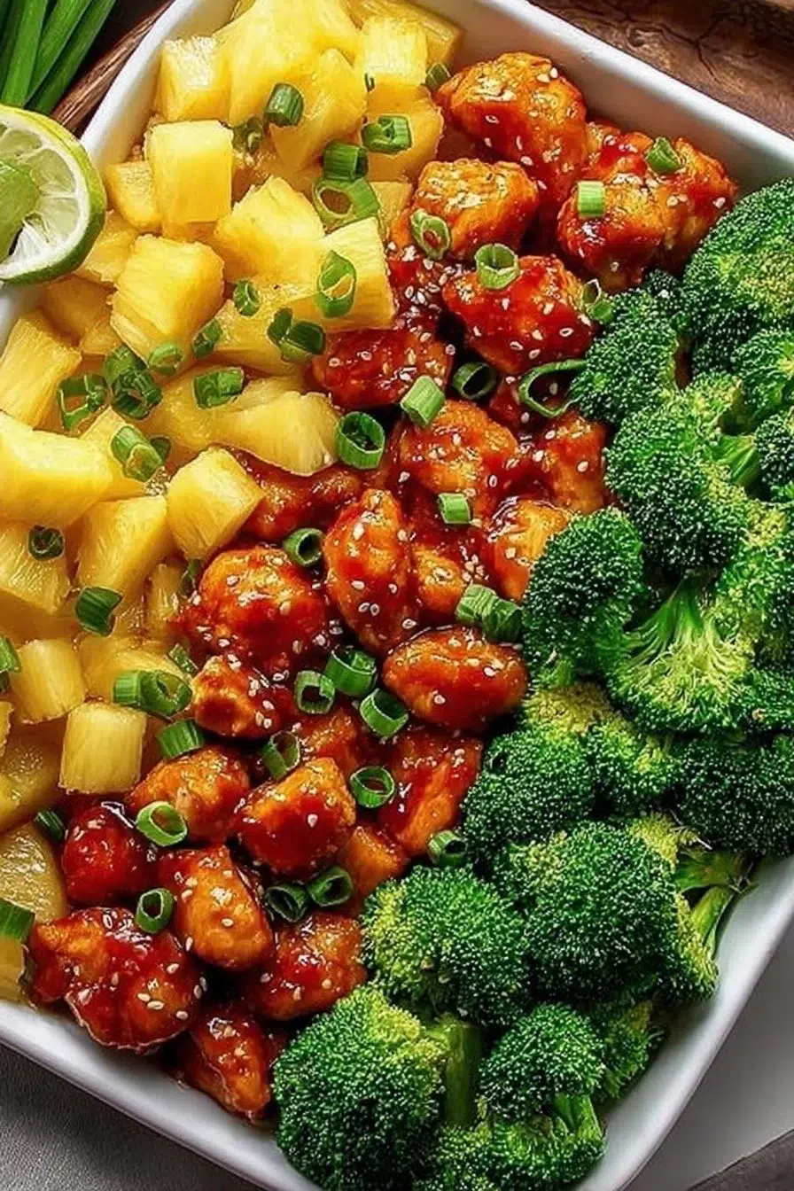 Sweet Sheet Pan Pineapple Chicken and Broccoli - thegirlskitchen