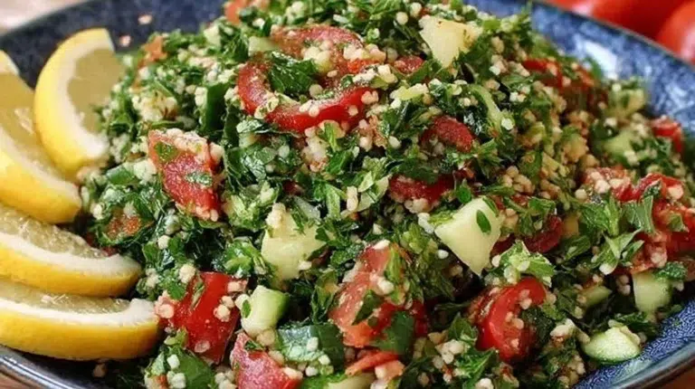 Fresh Tabouli Salad with parsley, tomatoes, and bulgur wheat