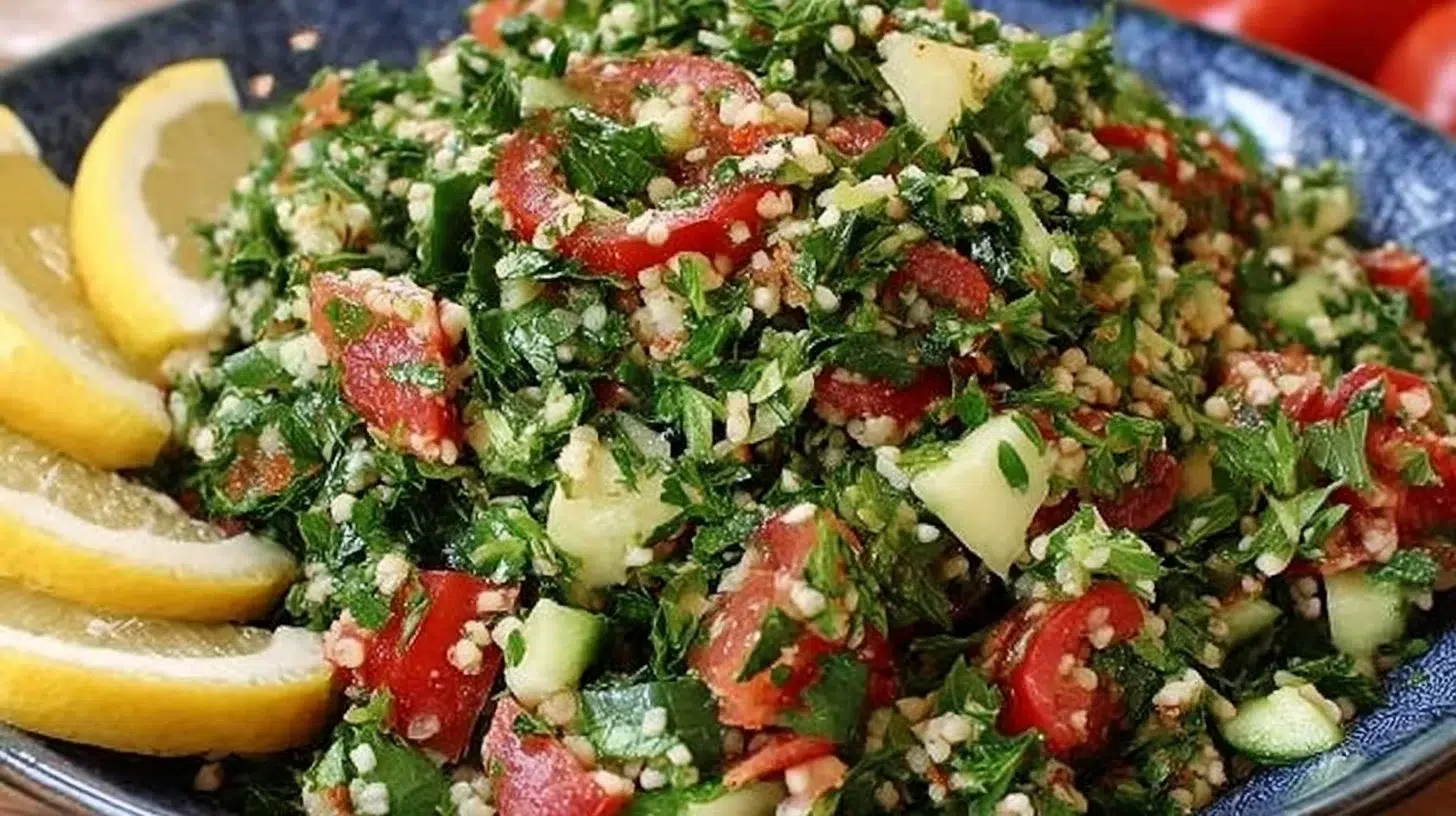 Fresh Tabouli Salad with parsley, tomatoes, and bulgur wheat