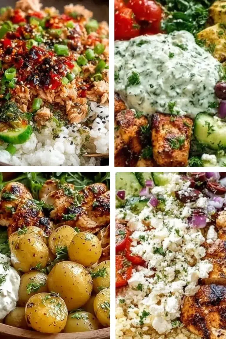 Colorful Mediterranean Chicken Bowl with fresh vegetables and grains