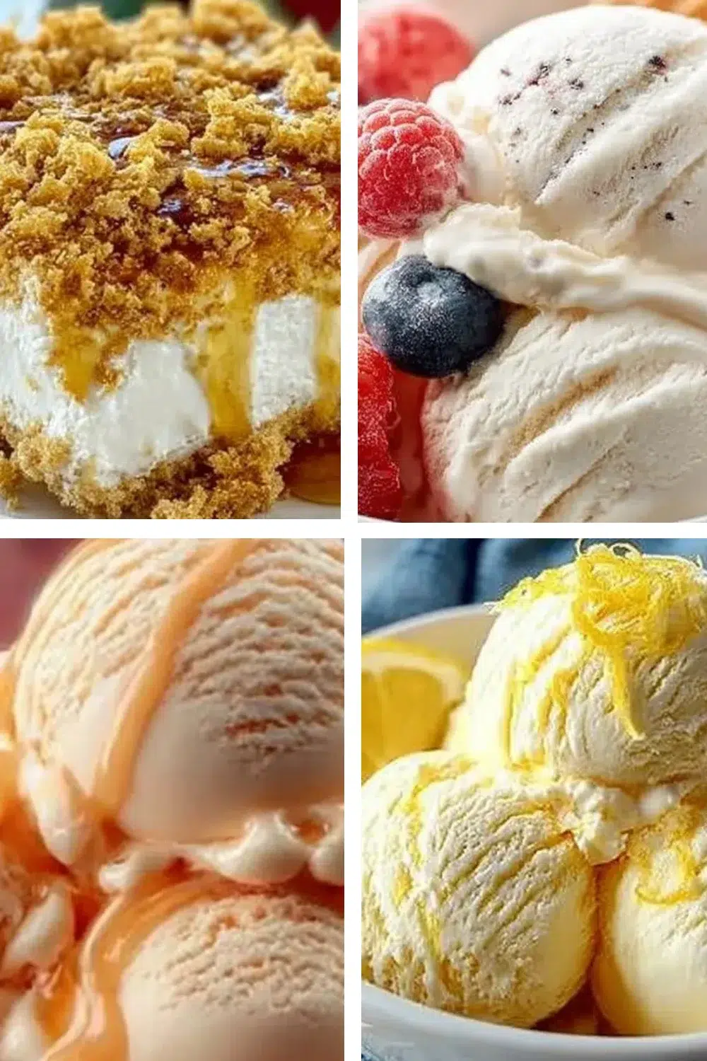 Delicious homemade ice cream in various flavors served in bowls.