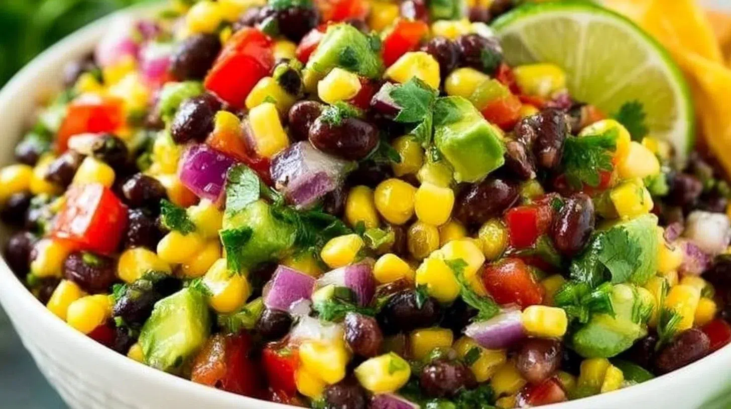 Fresh and colorful Cowboy Caviar dip served in a bowl.
