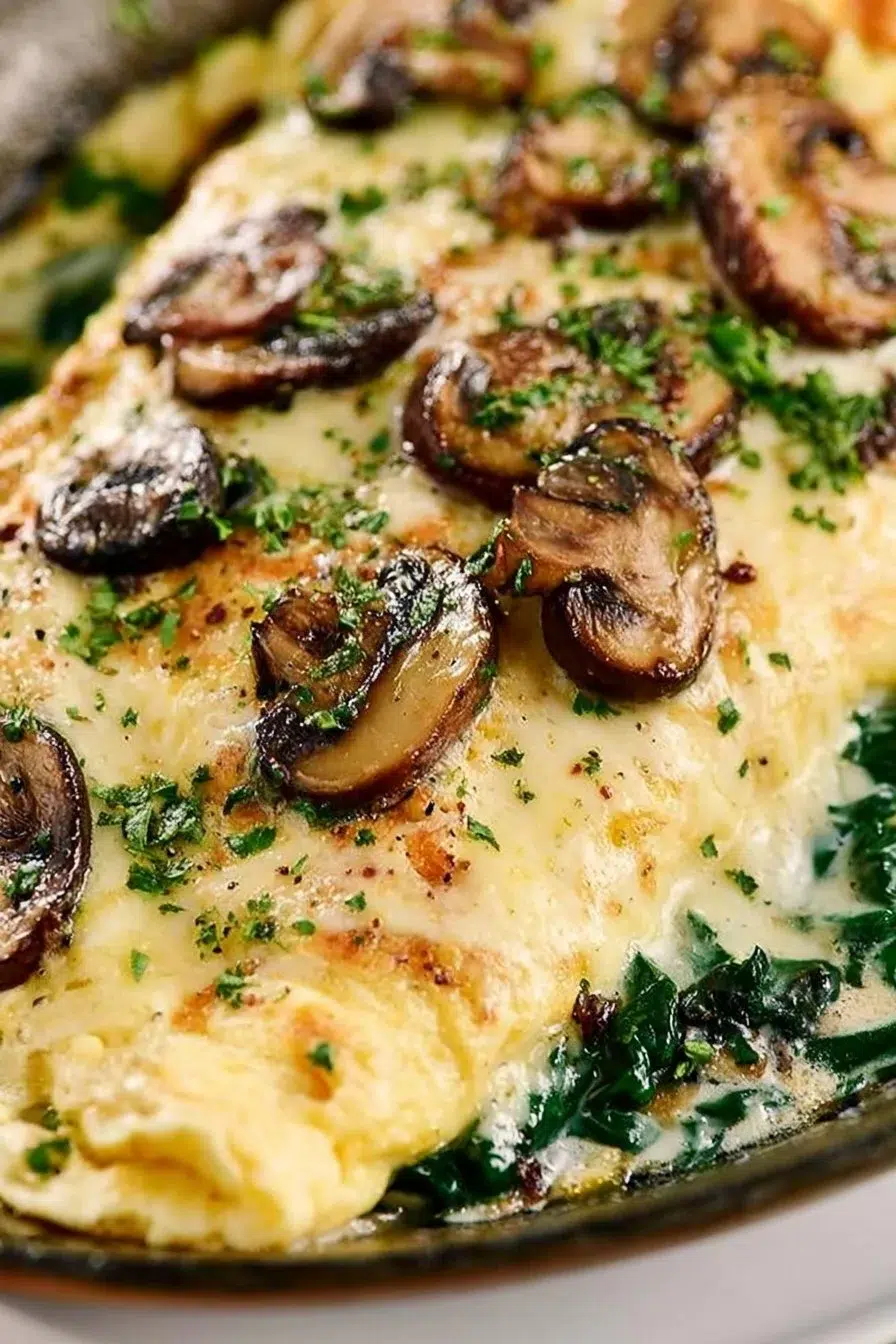 Cheesy Mushroom and Spinach Omelet