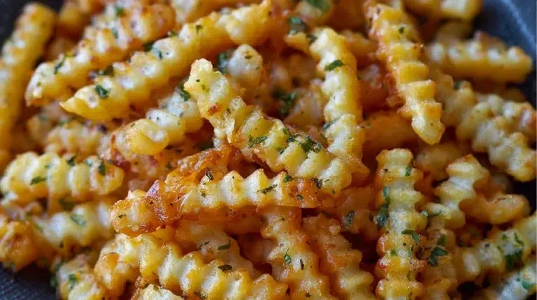 Organic crinkle cut fries served hot and crispy.