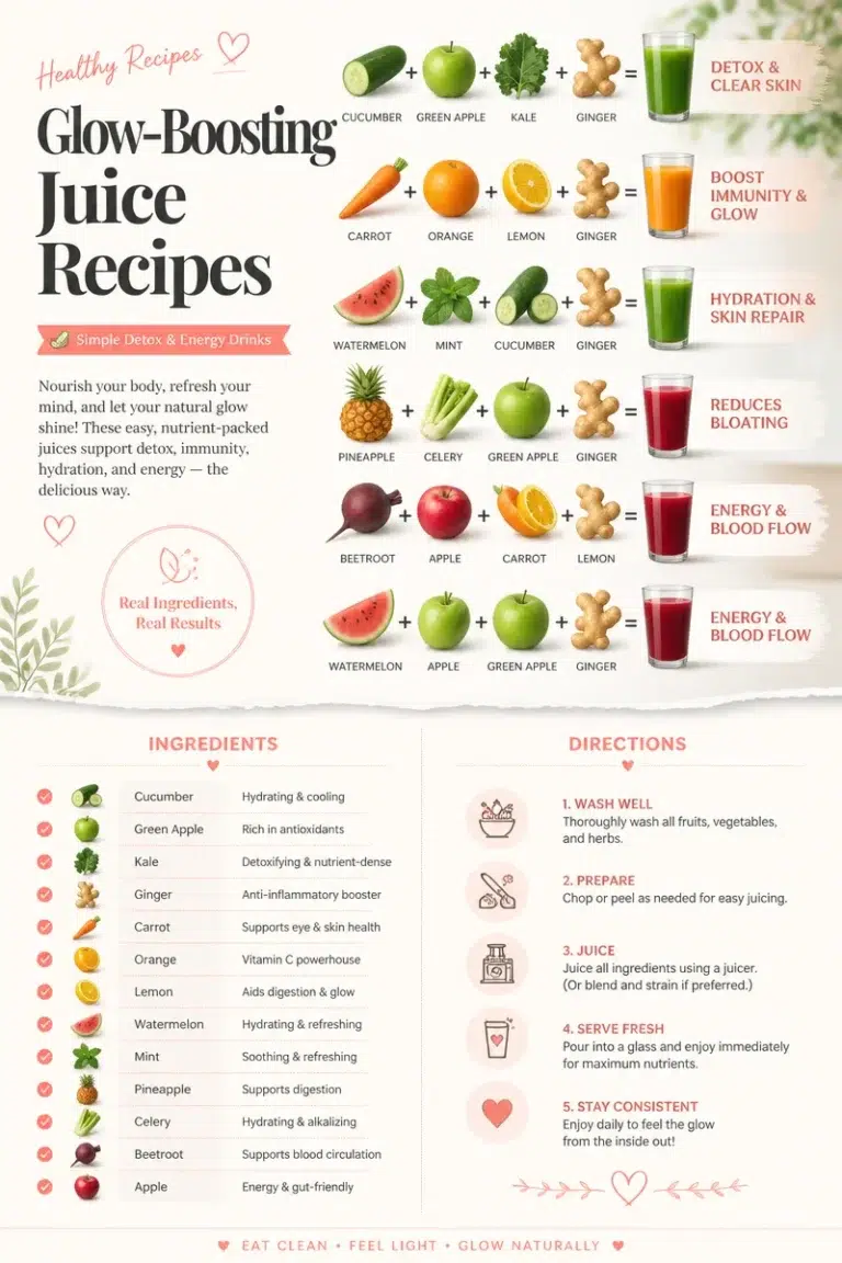 Radiant Glow Juices - detox drinks for energy and healthier skin.