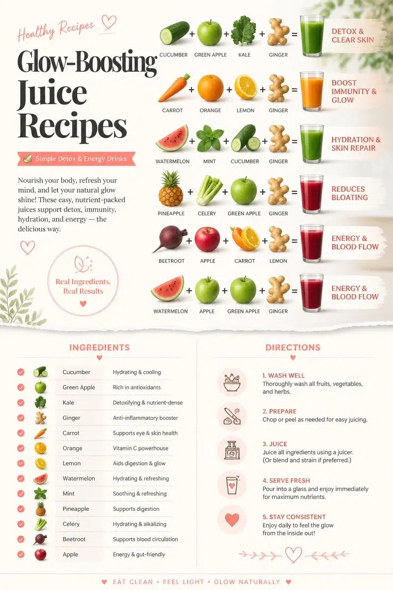 Glow-Boosting Juice Recipes 🥒 Simple Detox & Energy Drinks