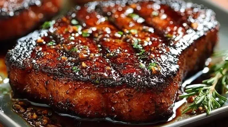 Balsamic Brown Sugar Steak Marinade in a bowl with fresh herbs
