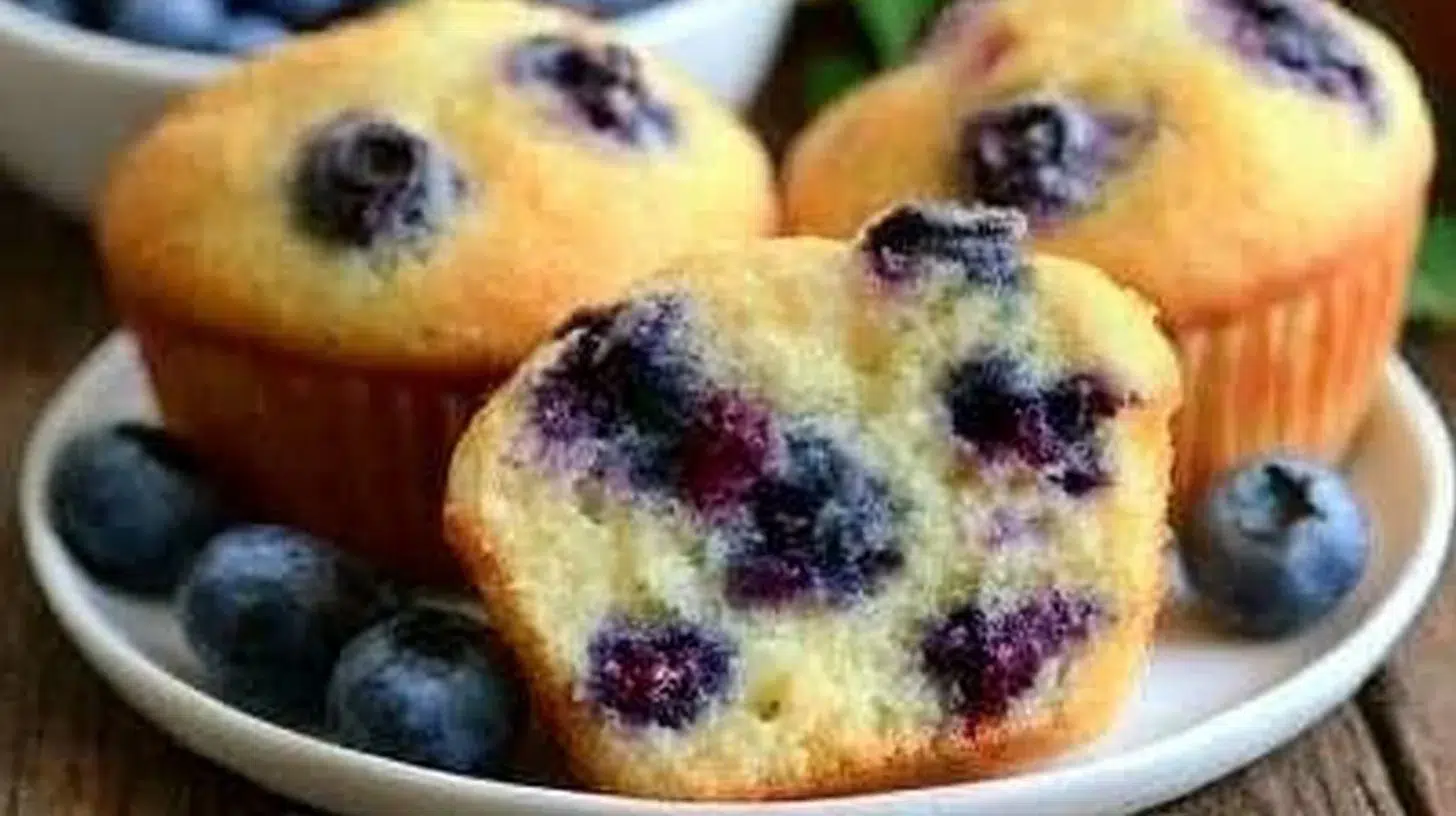 Delicious blueberry muffins fresh out of the oven