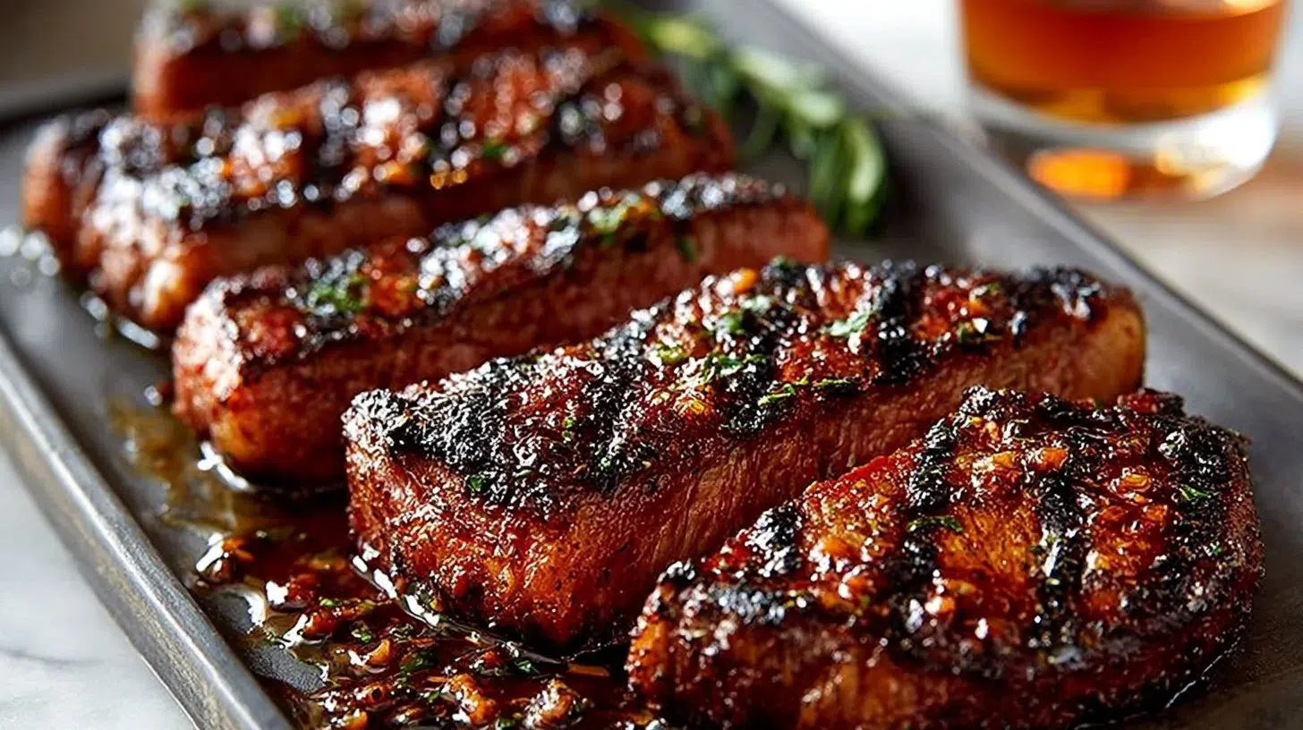 Bourbon steak marinade with herbs and spices for grilling.