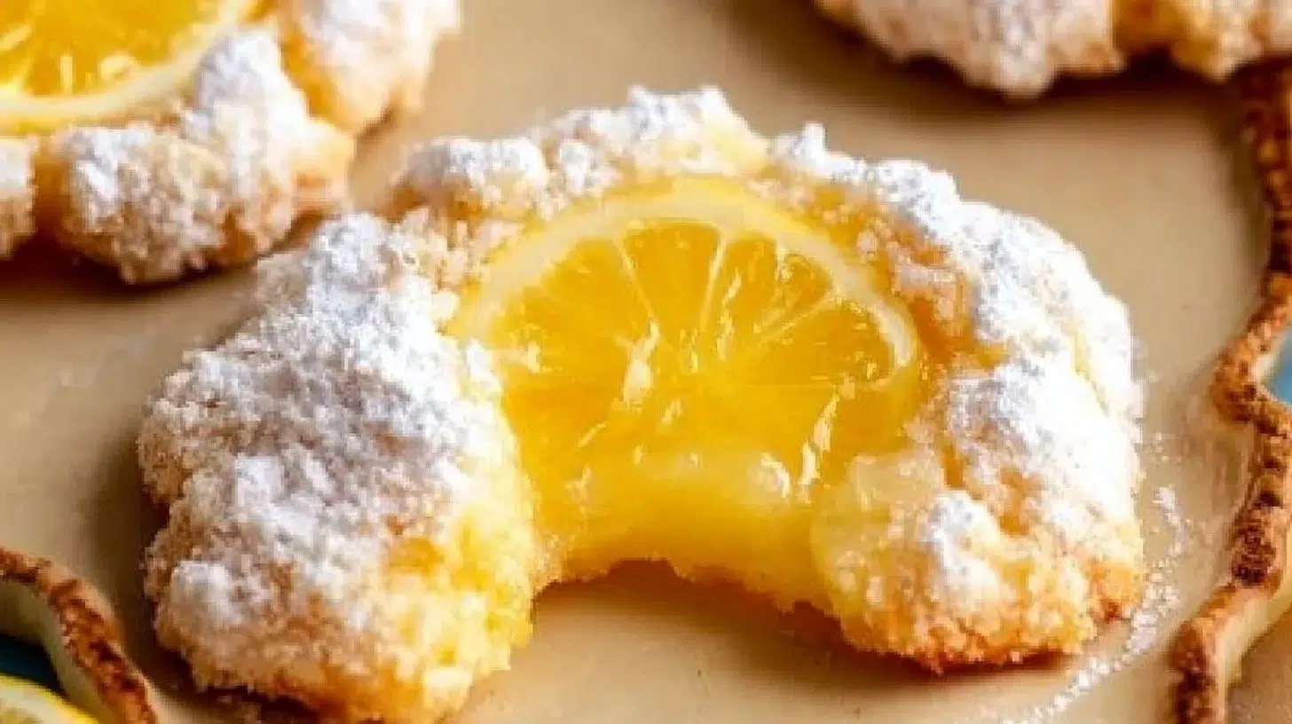 Delicious chewy lemon bar cookies with bright and tangy lemon zest