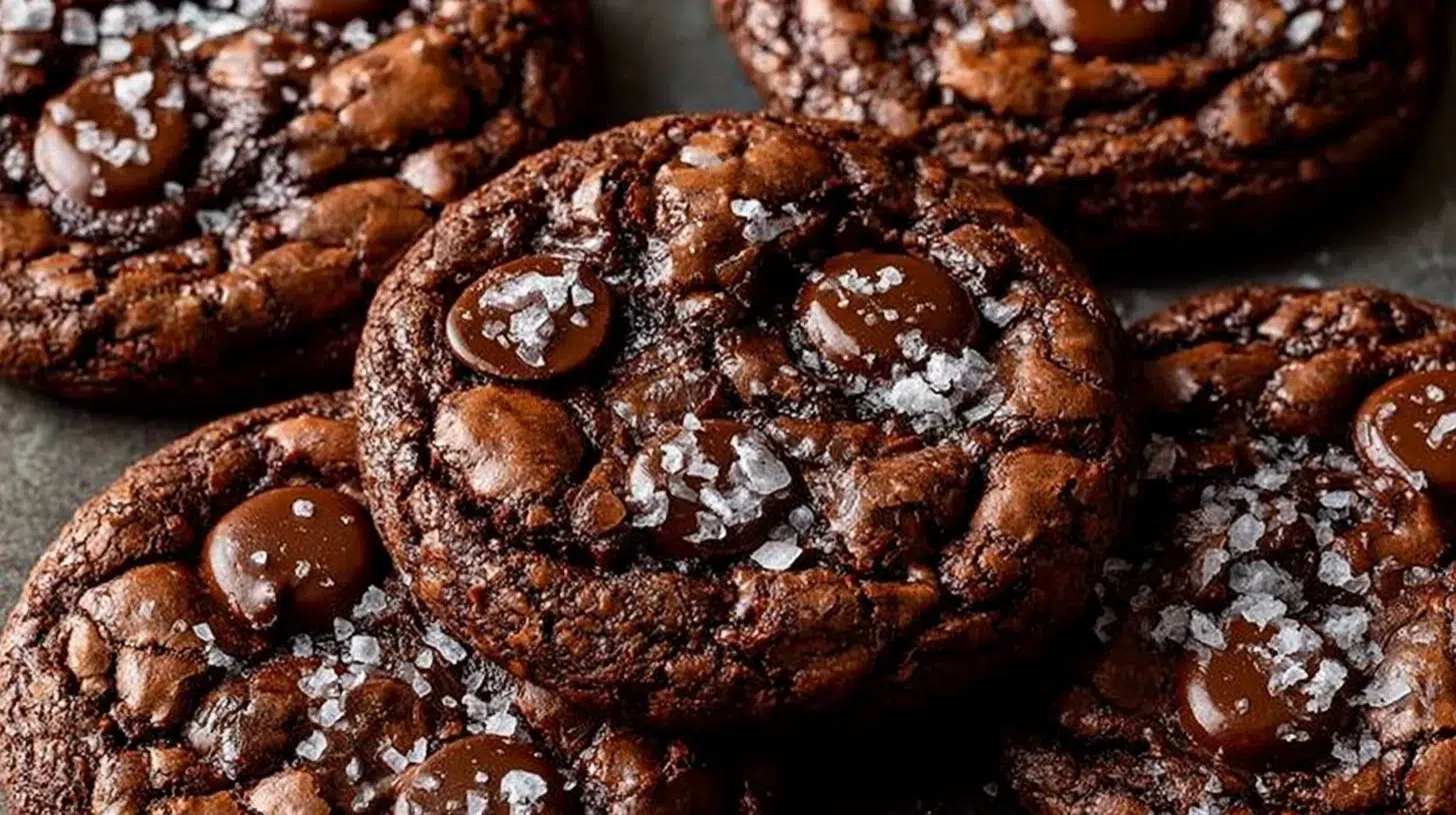 Chewy salted brownie cookies, rich chocolate treats for dessert lovers.