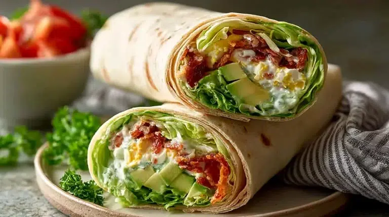 Cobb Salad Wraps filled with fresh veggies, turkey, and cheese for a healthy lunch.