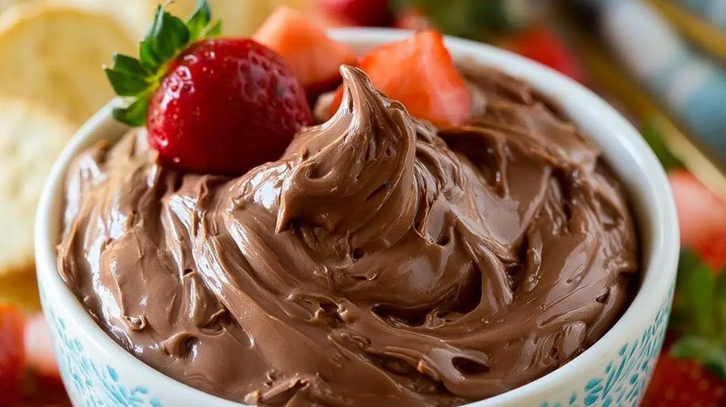 Creamy Nutella dip served with fresh fruit for dipping