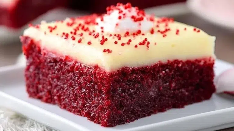 Delicious red velvet cookie bars fresh out of the oven