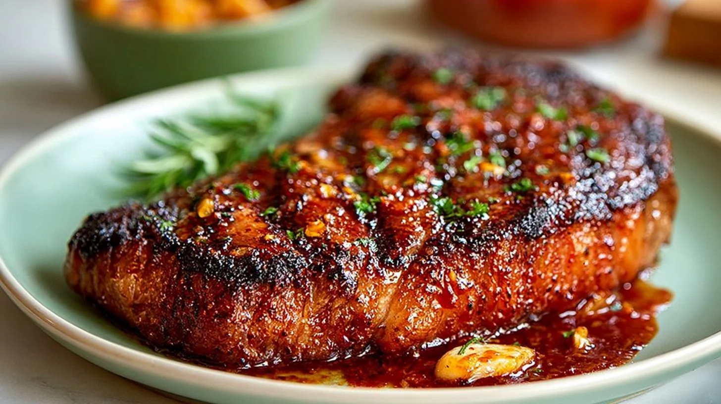 Garlic BBQ Steak marinade recipe with herbs and spices.
