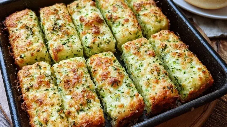 Crispy zucchini breadsticks served as a cheesy snack