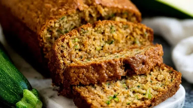 Delicious homemade zucchini bread slices served on a plate